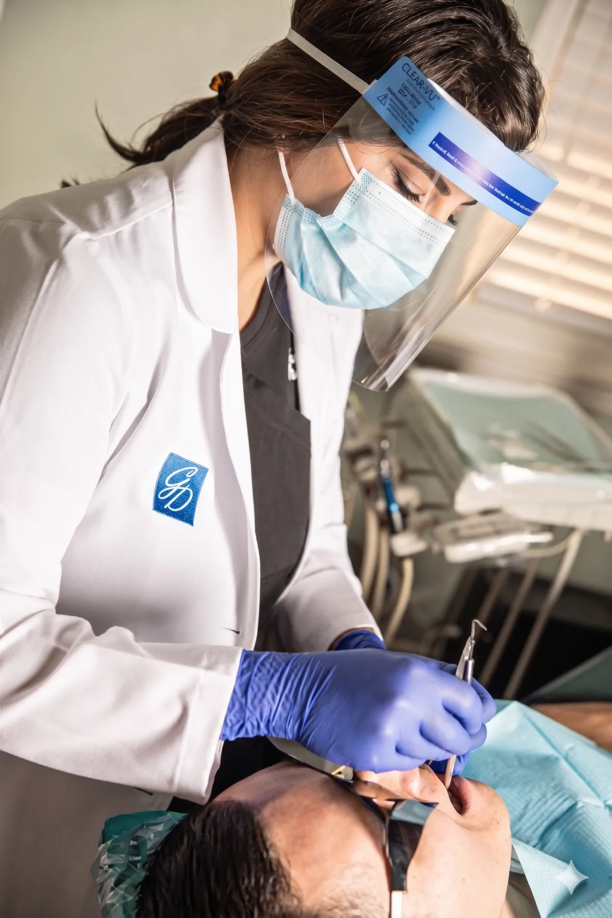 Dentist with patient at Glassell Dental